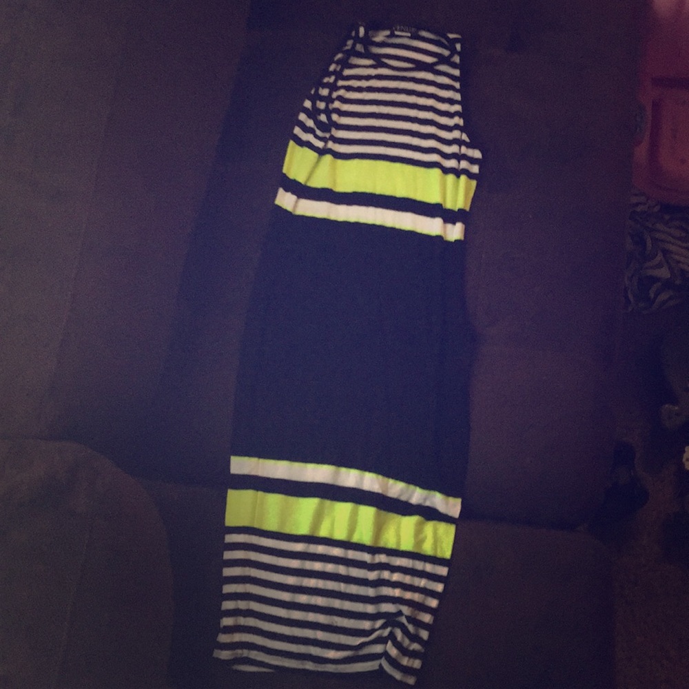 Lime green, black,and white pass the knee dress  .